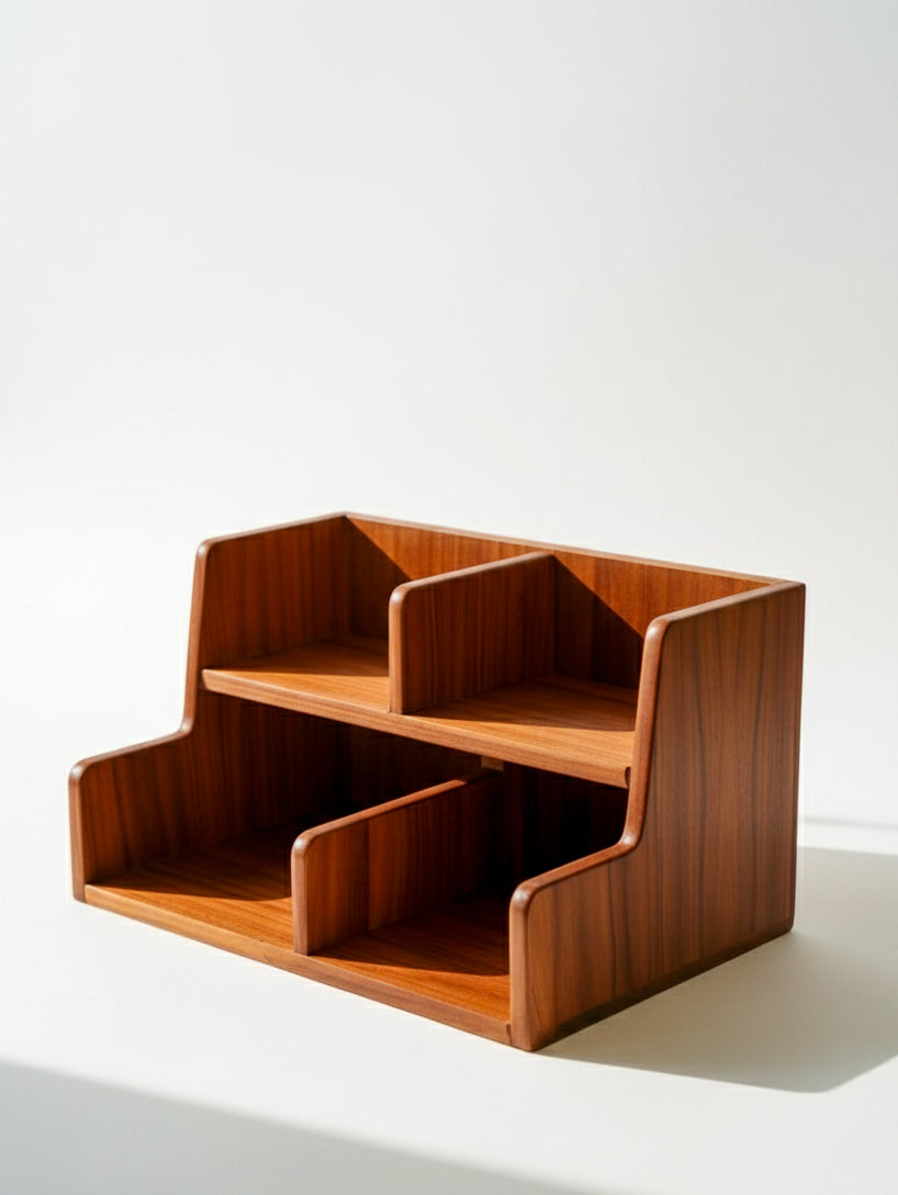 Teak Wood Desk Organizer